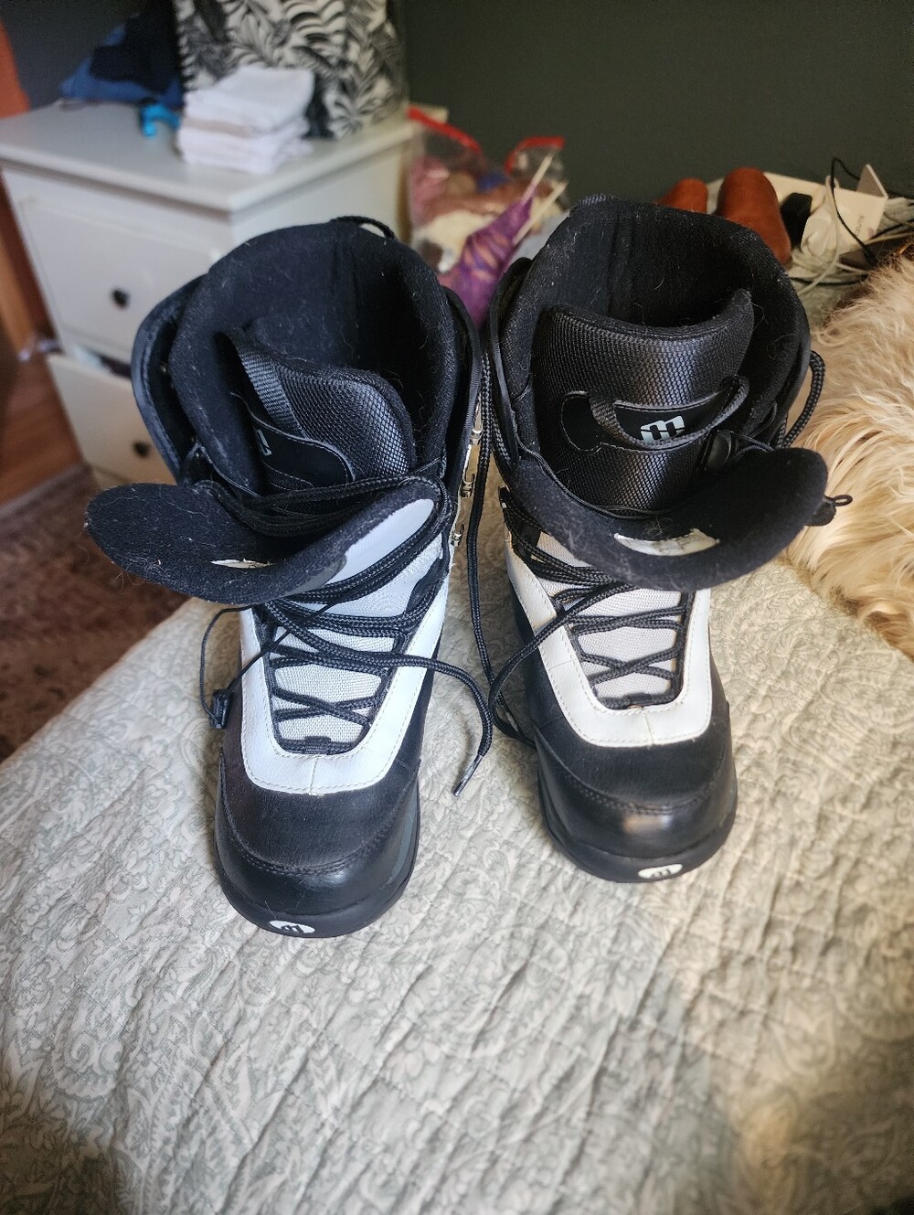 Womens Black and White Snowboard Boots - Brand: Unknown